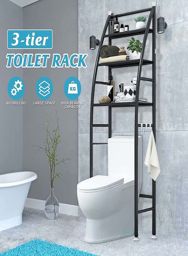 لوكزر رف مرحاض معدني من لوكزر للحمام، منظم تخزين متعدد الأغراض، رفوف حامل للمنزل، المرآب، الشرفة (أسود/166×25×65 سم) - Image 3